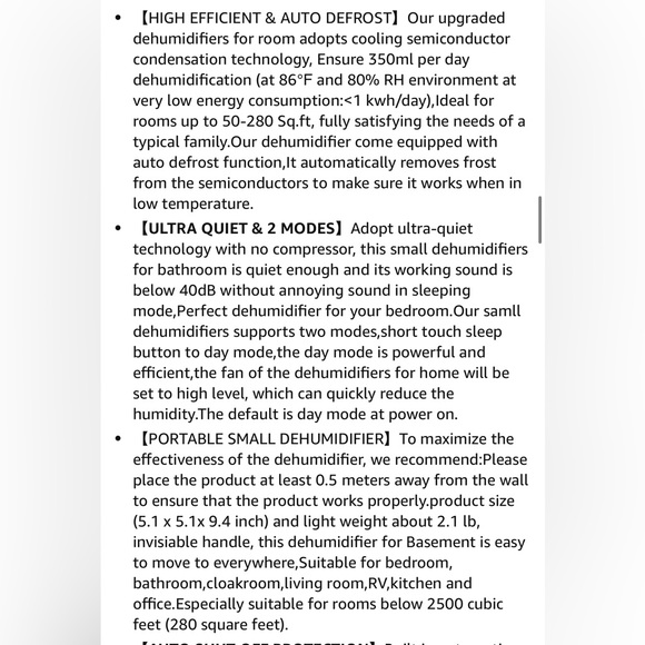 35oz Bathroom Dehumidifier Portable Small Dehumidifier with Auto Defrost - Picture 10 of 11